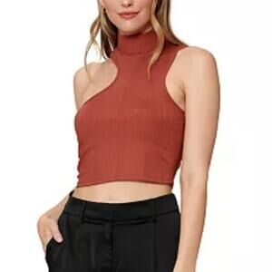 Bar III Sofia Richie Brown Side Cutout Crop Top Size S